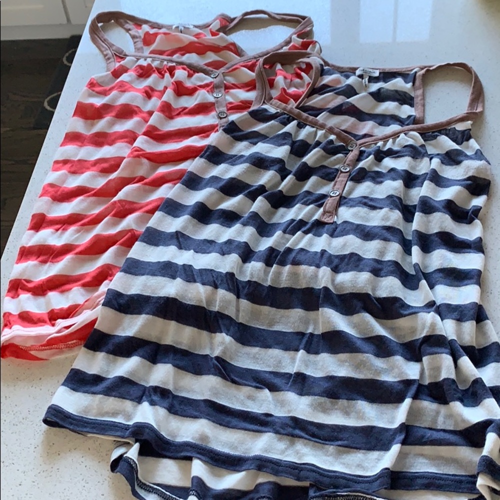 Splendid Striped Tank Tops in Coral and Navy